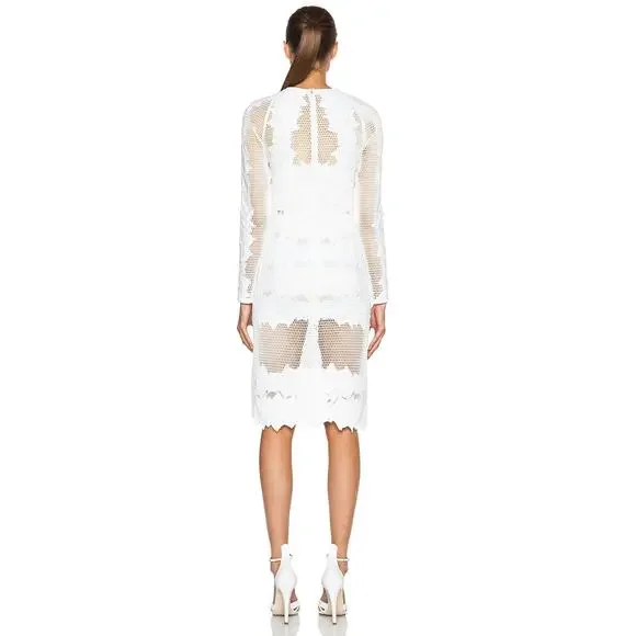 Jonathan Simkhai Burnout Brocade Long Sleeve Dress White Mini Dress 2 Altered - Picture 2 of 16